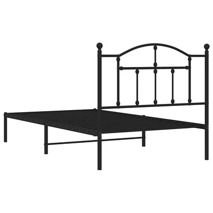 Metal Bed Frame without Mattress with Headboard Black 100x190cm
