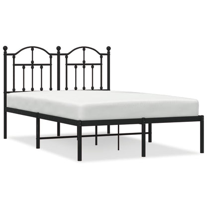 Black Metal Bed Frame with Headboard, 120x190cm, No Mattress Included