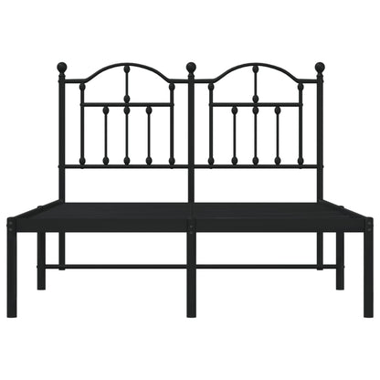 Black Metal Bed Frame with Headboard, 120x190cm, No Mattress Included