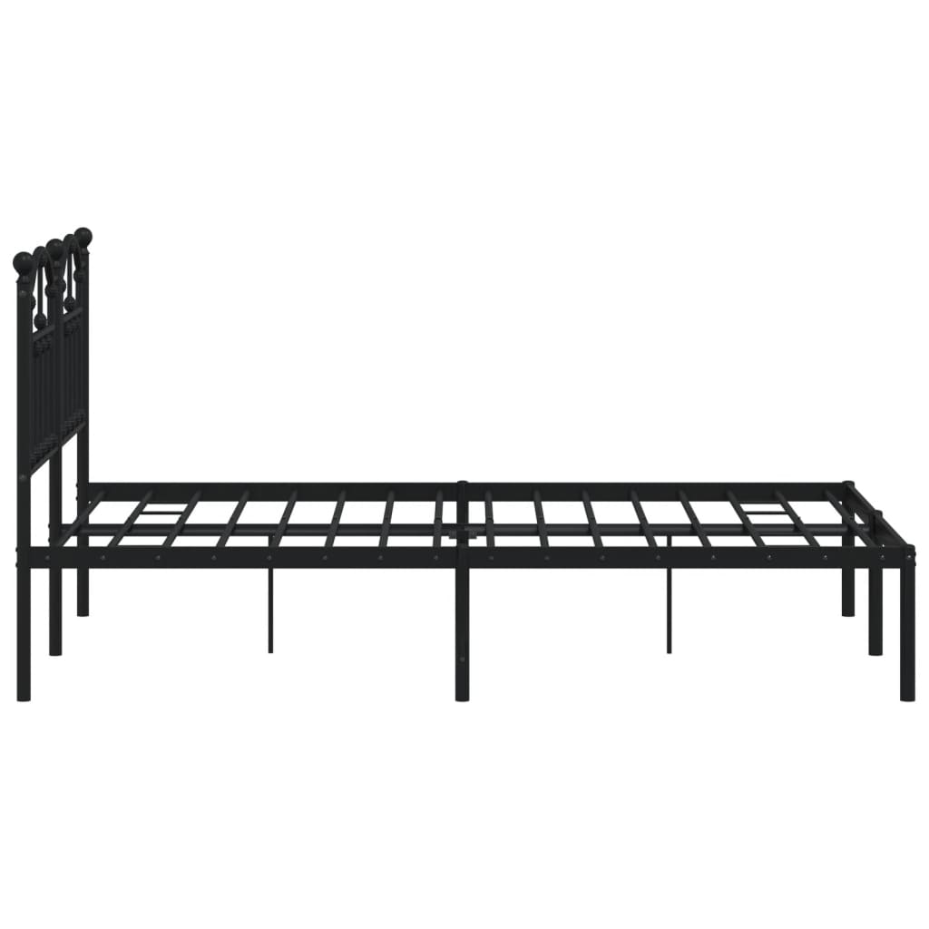 Black Metal Bed Frame with Headboard, 120x190cm, No Mattress Included