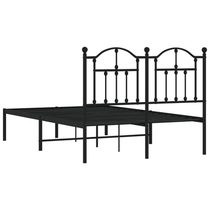 Black Metal Bed Frame with Headboard, 120x190cm, No Mattress Included