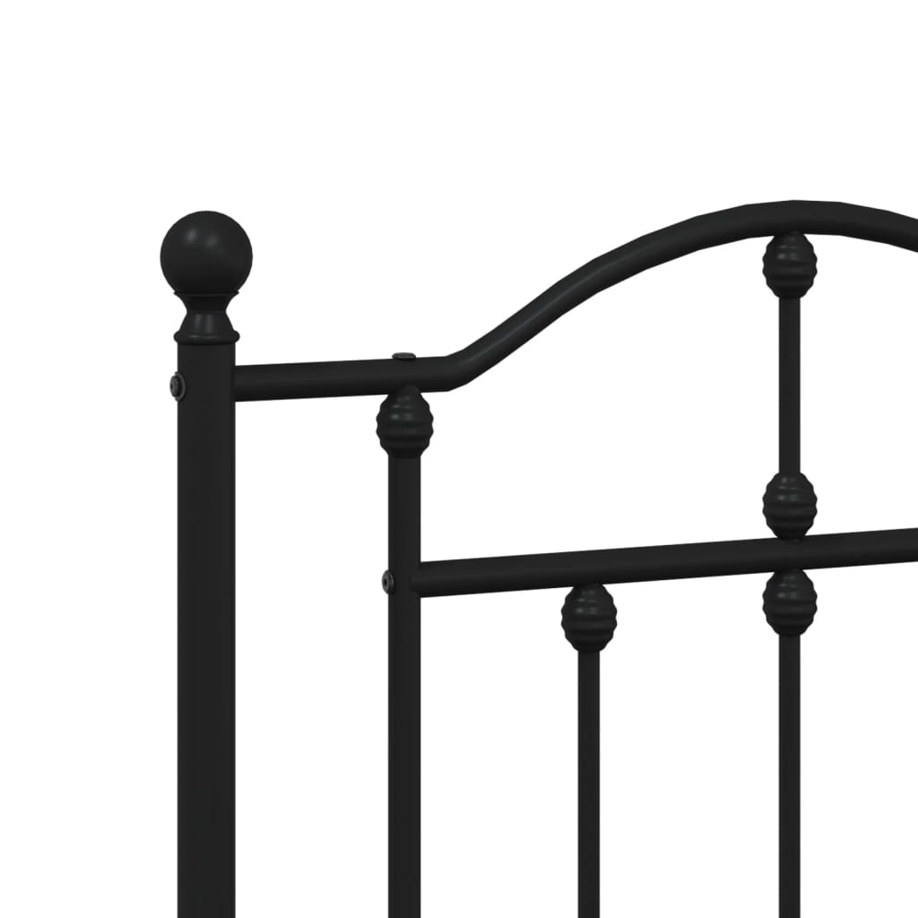 Black Metal Bed Frame with Headboard, 120x190cm, No Mattress Included