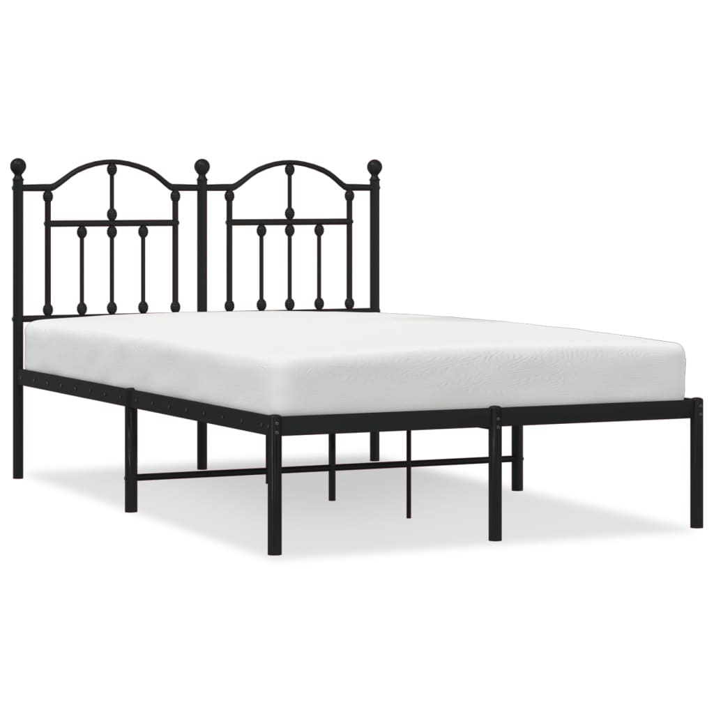Black Metal Bed Frame with Headboard 120x200cm - Mattress Not Included