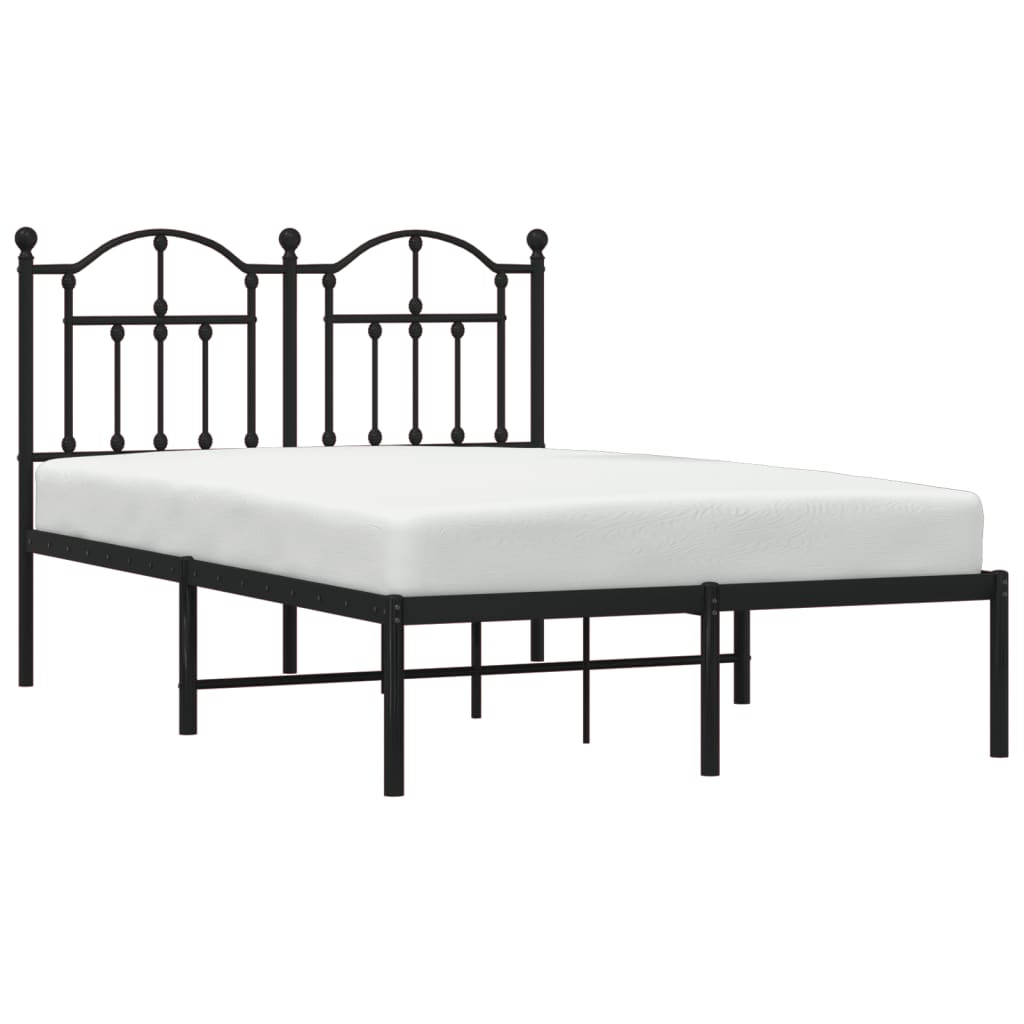 Black Metal Bed Frame with Headboard 120x200cm - Mattress Not Included
