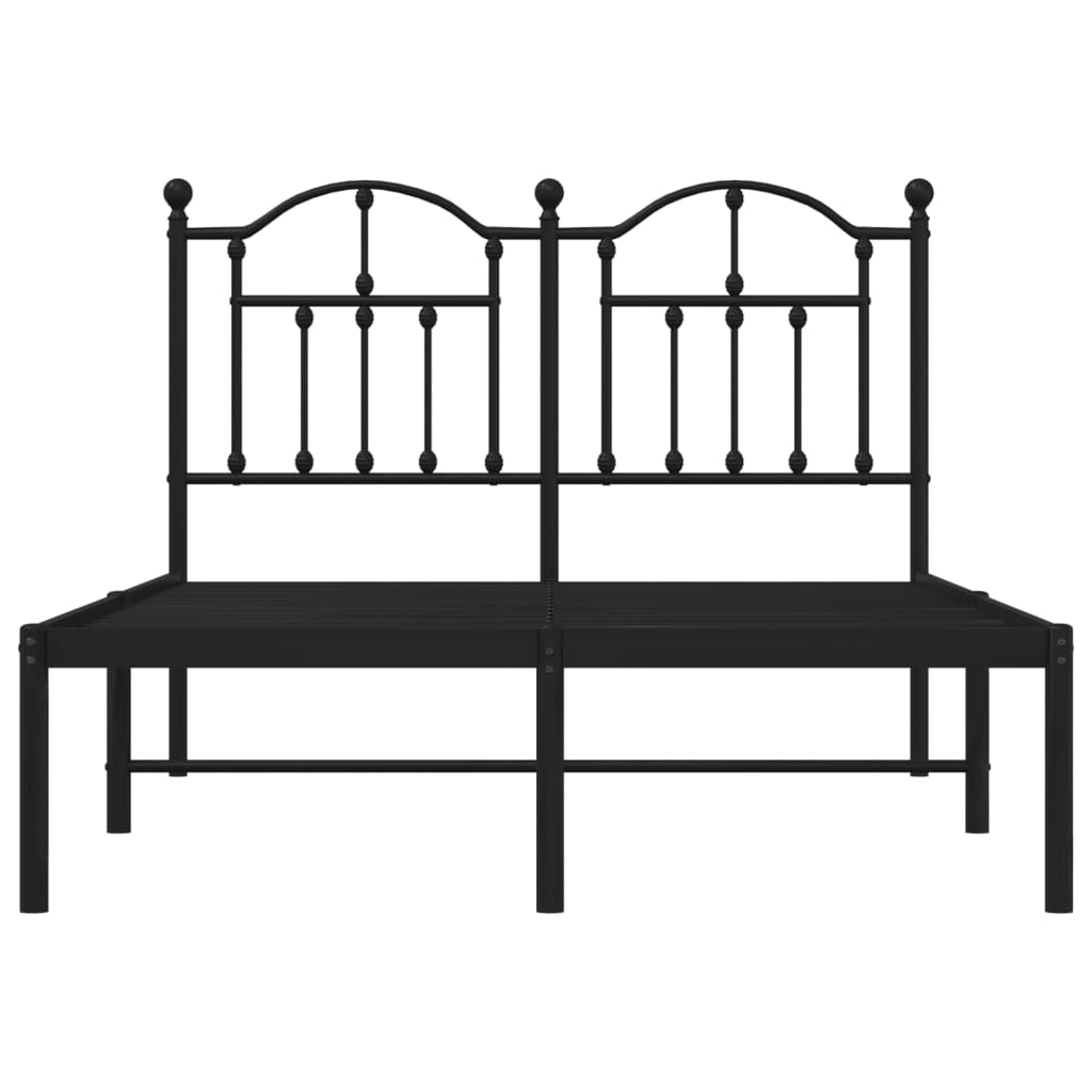 Black Metal Bed Frame with Headboard 120x200cm - Mattress Not Included