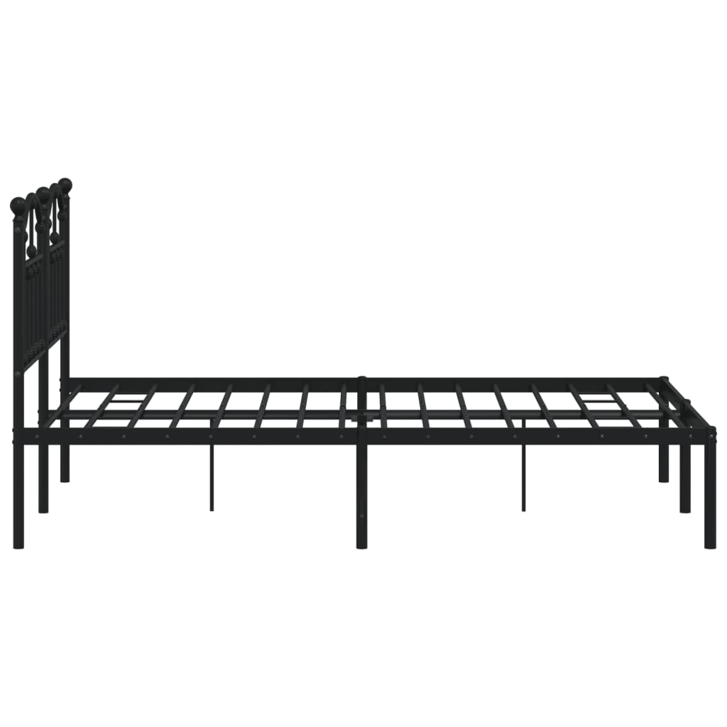 Black Metal Bed Frame with Headboard 120x200cm - Mattress Not Included
