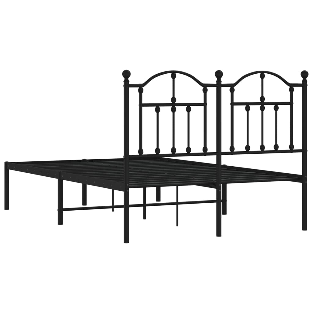 Black Metal Bed Frame with Headboard 120x200cm - Mattress Not Included