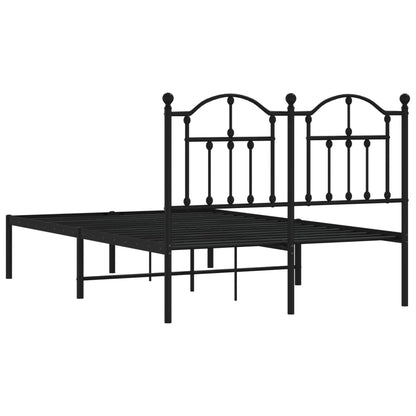 Black Metal Bed Frame with Headboard 120x200cm - Mattress Not Included