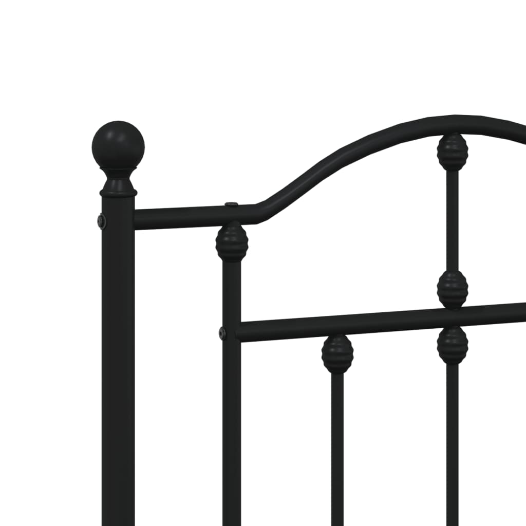 Black Metal Bed Frame with Headboard 120x200cm - Mattress Not Included