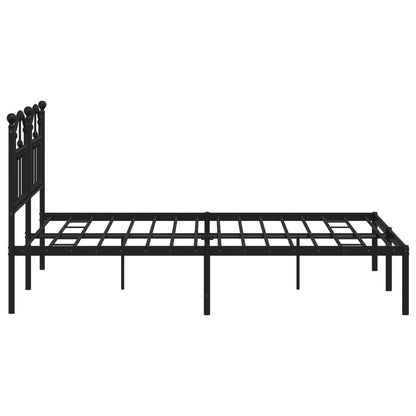 Black Metal Bed Frame with Headboard 140x190cm - Mattress Not Included