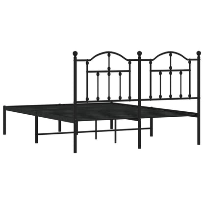 Black Metal Bed Frame with Headboard 140x190cm - Mattress Not Included