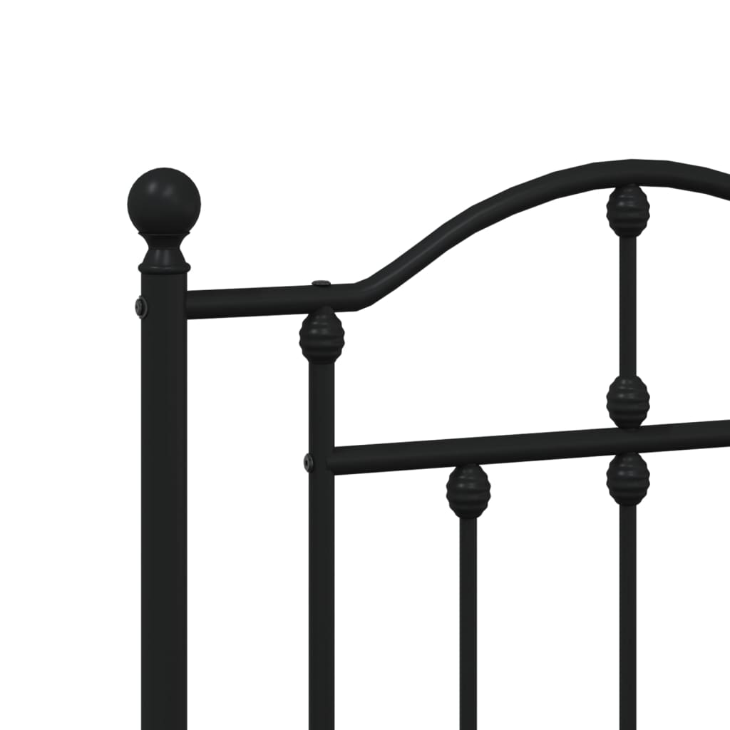 Black Metal Bed Frame with Headboard 140x190cm - Mattress Not Included