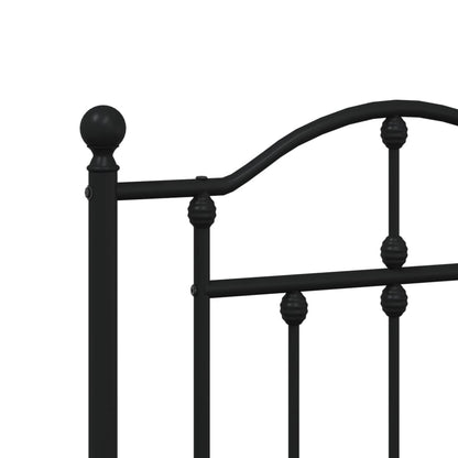 Black Metal Bed Frame with Headboard 140x190cm - Mattress Not Included