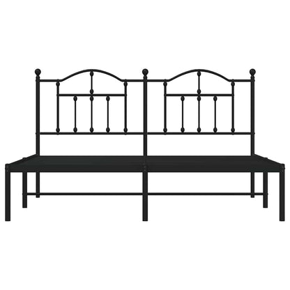 Black Metal Bed Frame with Headboard - 183x213cm Sturdy Design