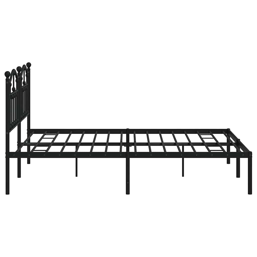 Black Metal Bed Frame with Headboard - 183x213cm Sturdy Design