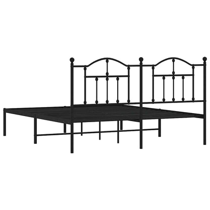 Black Metal Bed Frame with Headboard - 183x213cm Sturdy Design