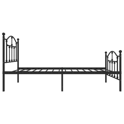 Black Metal Bed Frame with Footboard - 75x190cm, No Mattress
