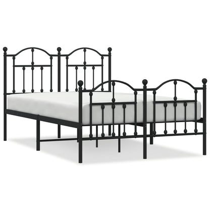 Black Metal Bed Frame with Footboard - No Mattress 120x190cm