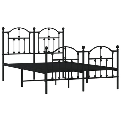 Black Metal Bed Frame with Footboard - No Mattress 120x190cm