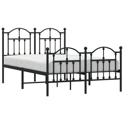 Black Metal Bed Frame with Footboard - No Mattress 120x190cm