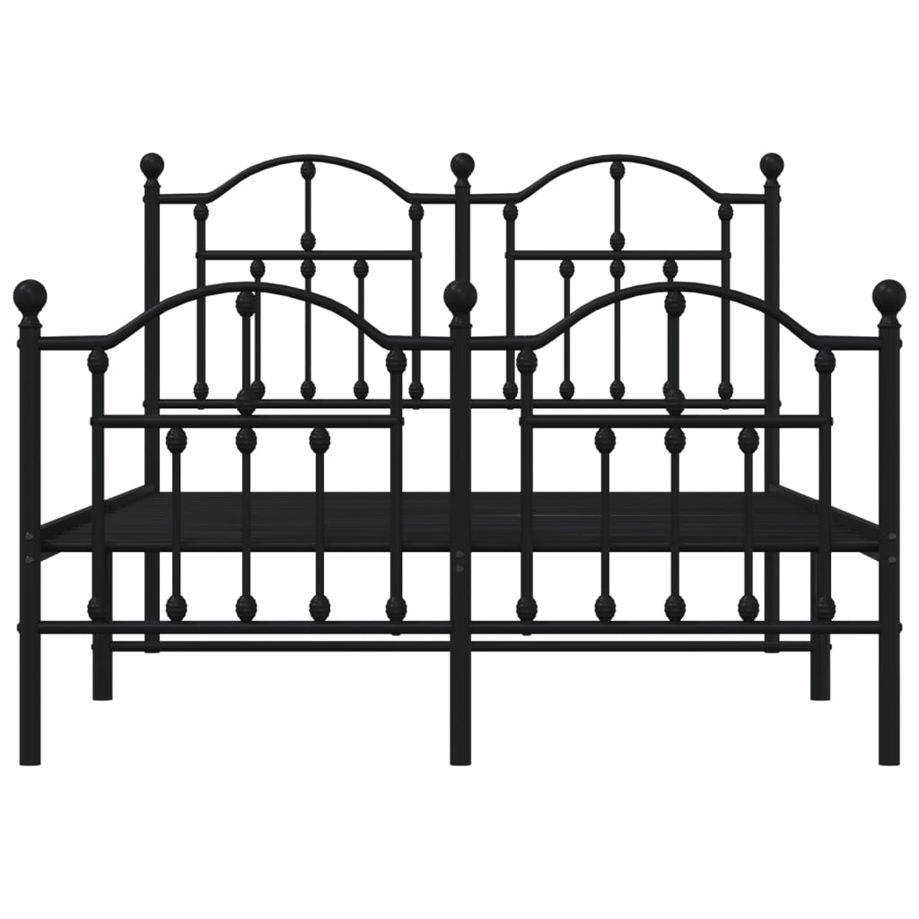 Black Metal Bed Frame with Footboard - No Mattress 120x190cm