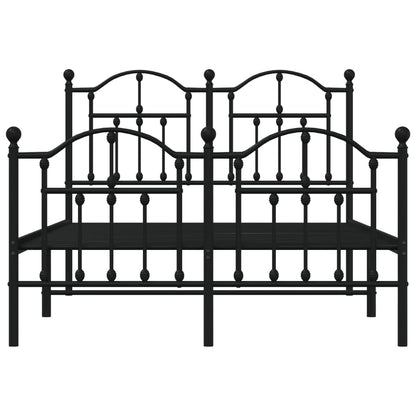 Black Metal Bed Frame with Footboard - No Mattress 120x190cm