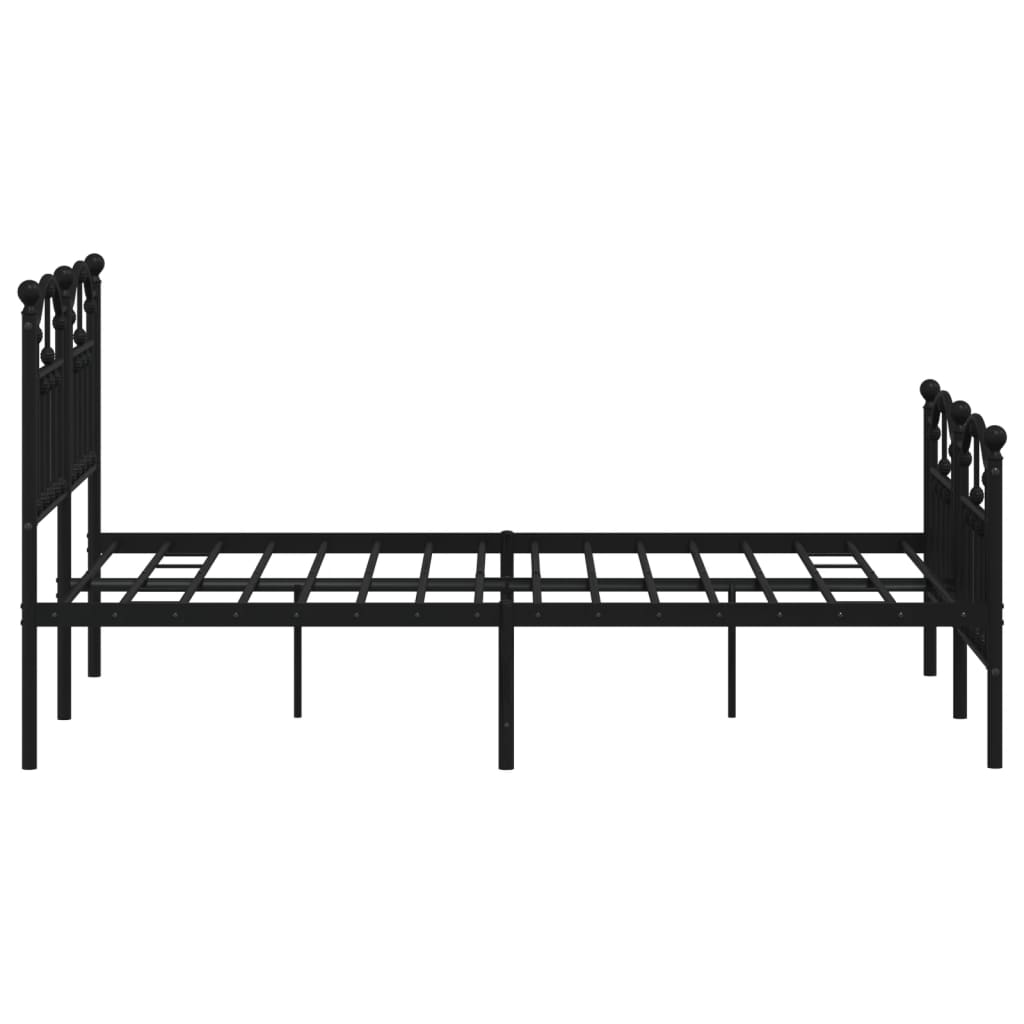 Black Metal Bed Frame with Footboard - No Mattress 120x190cm