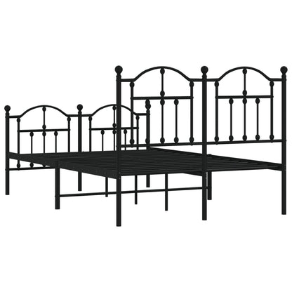 Black Metal Bed Frame with Footboard - No Mattress 120x190cm