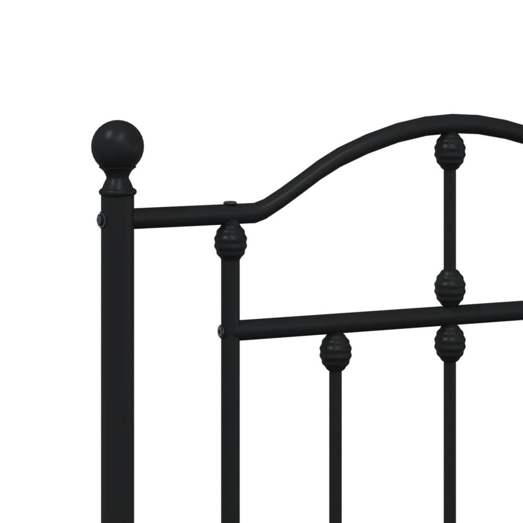 Black Metal Bed Frame with Footboard - No Mattress 120x190cm