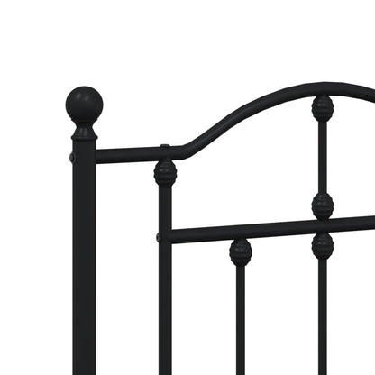 Black Metal Bed Frame with Footboard - No Mattress 120x190cm
