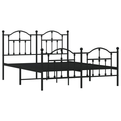 Black Metal Bed Frame with Footboard 140x200cm - No Mattress Included