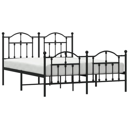 Black Metal Bed Frame with Footboard 140x200cm - No Mattress Included