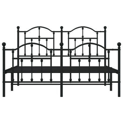 Black Metal Bed Frame with Footboard 140x200cm - No Mattress Included