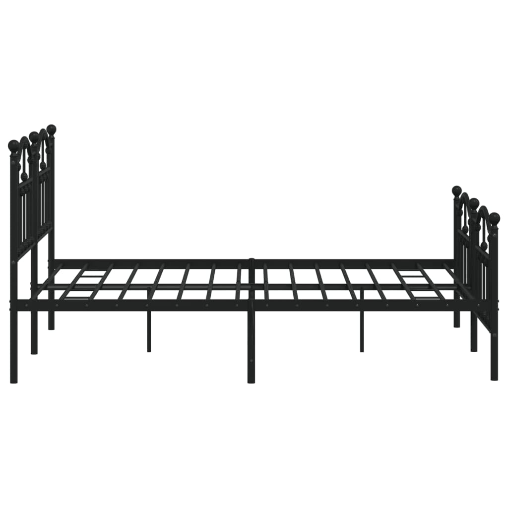 Black Metal Bed Frame with Footboard 140x200cm - No Mattress Included