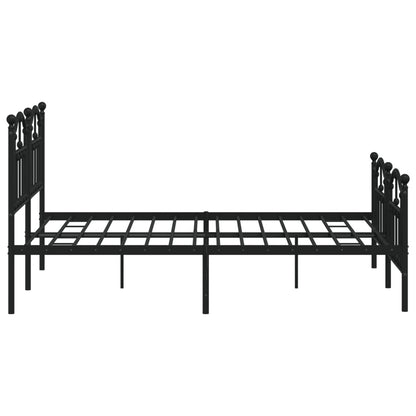 Black Metal Bed Frame with Footboard 140x200cm - No Mattress Included
