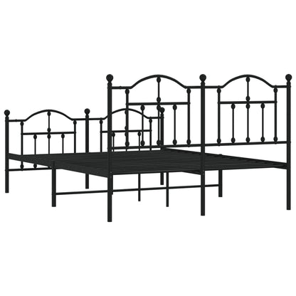 Black Metal Bed Frame with Footboard 140x200cm - No Mattress Included