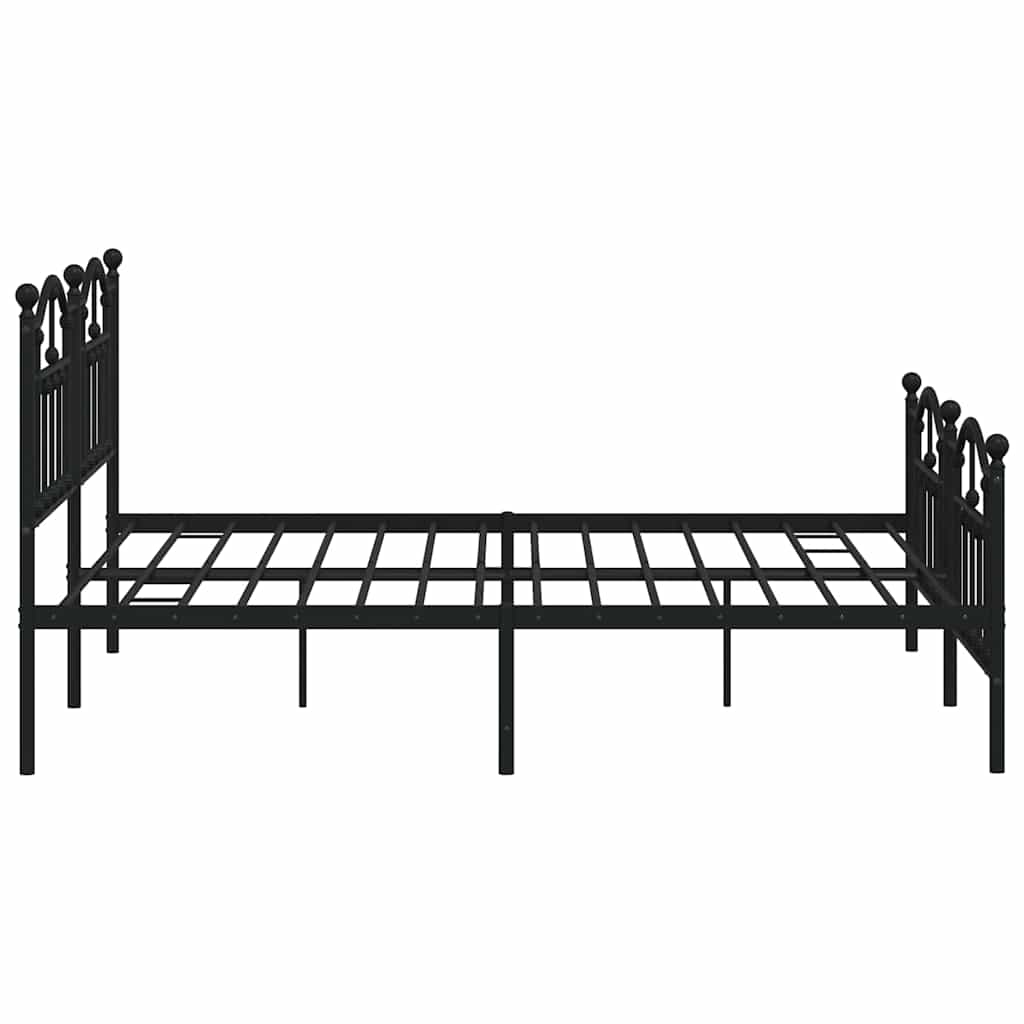 Black Metal Bed Frame with Footboard - 183x213cm, No Mattress
