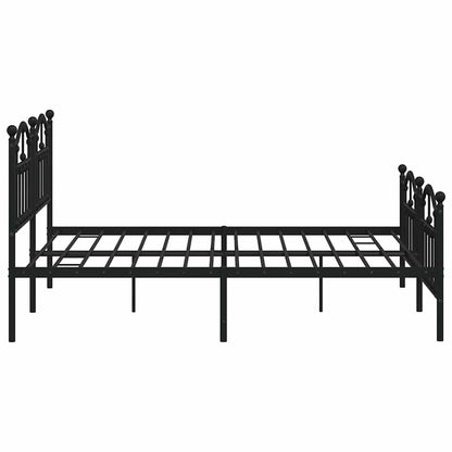 Black Metal Bed Frame with Footboard - 183x213cm, No Mattress