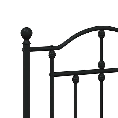 Black Metal Bed Frame with Footboard - 183x213cm, No Mattress