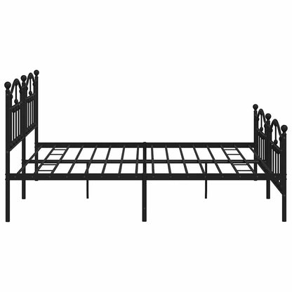 Black Metal Bed Frame with Footboard, 193x203cm - No Mattress Included