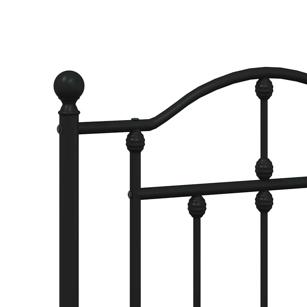 Black Metal Bed Frame with Footboard, 193x203cm - No Mattress Included