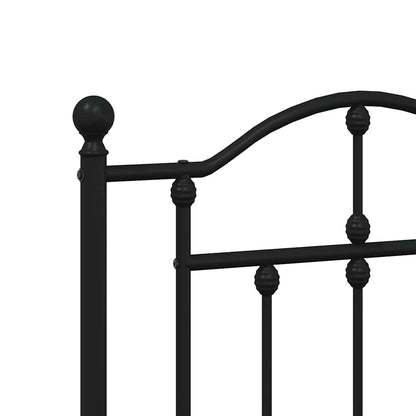 Black Metal Bed Frame with Footboard, 193x203cm - No Mattress Included