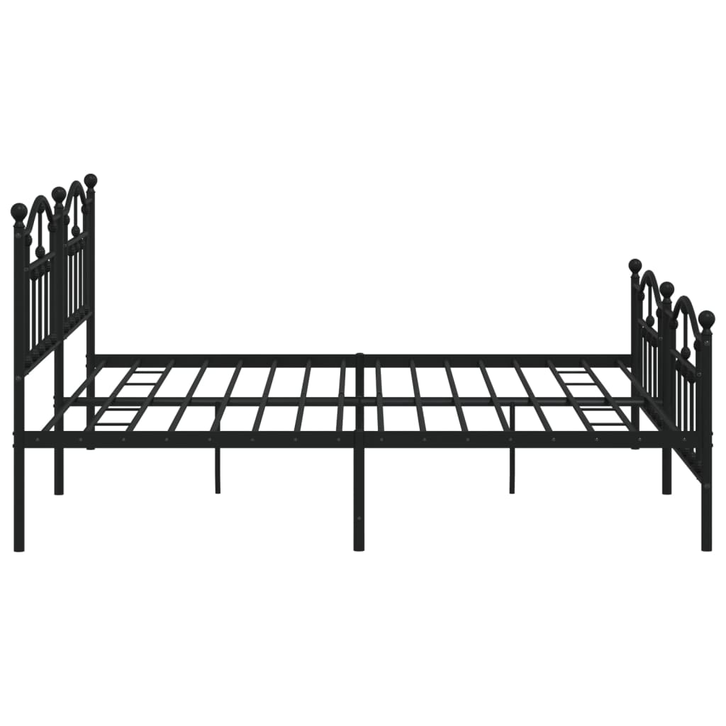 Black Metal Bed Frame with Footboard - Sturdy Design, 200x200cm