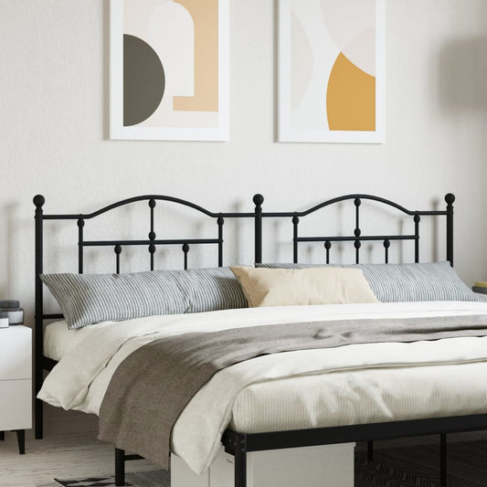 Sleek Black Metal Headboard - 200 cm Modern Design