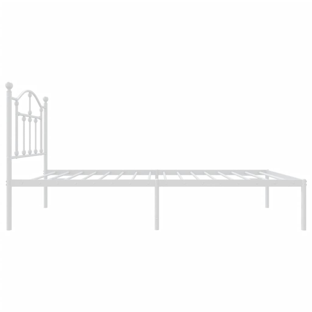 White Metal Bed Frame with Headboard 75x190cm - No Mattress