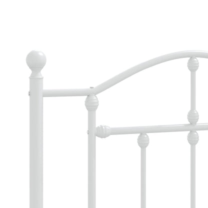 White Metal Bed Frame with Headboard 75x190cm - No Mattress