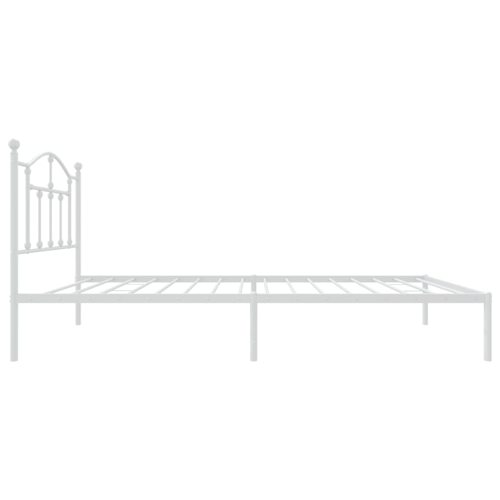 White Metal Bed Frame with Headboard 90x190cm - No Mattress Included