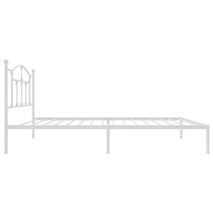 White Metal Bed Frame with Headboard 90x190cm - No Mattress Included