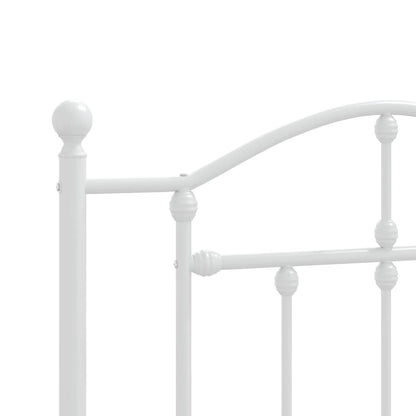 White Metal Bed Frame with Headboard 90x190cm - No Mattress Included