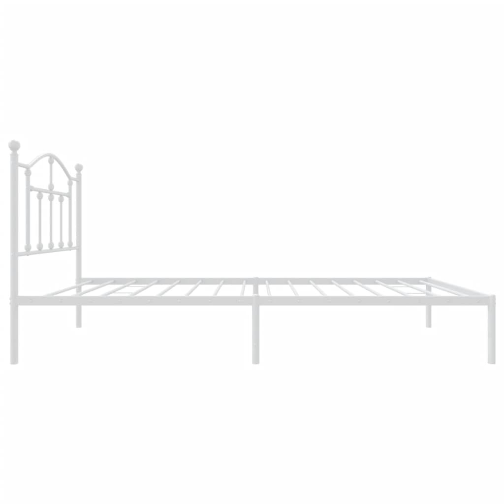 White Metal Bed Frame with Headboard 90x200cm - No Mattress Included